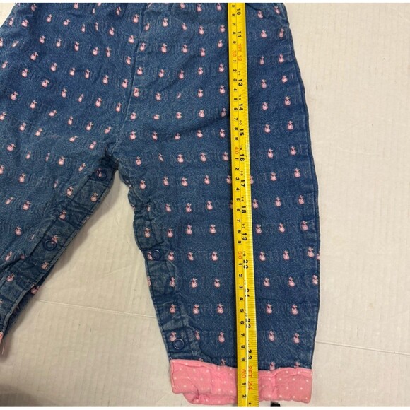 Vintage Osh Kosh B'Gosh 24M 2T Overalls Blue Denim Girls Patterned Ducks Pink - Picture 6 of 11
